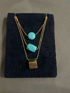 Gold Layered Necklace with Turquoise Beads